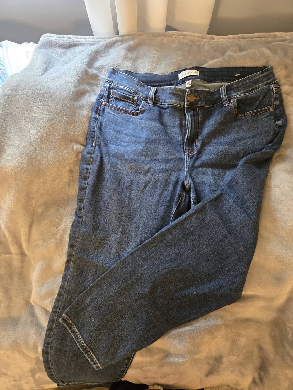 Lane Bryant Blue Straight-Leg Stretch Jeans